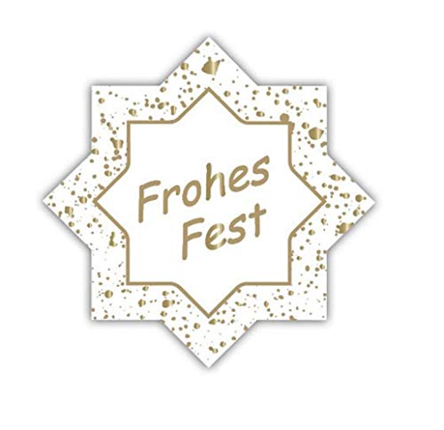 Weihnachts-Geschenk-Etiketten Stern "Frohes Fest" E-149a-500-35x35 mm - Weiß mit Goldprägung - 500 Stück/Rolle Weihnachts-Geschenk-Etiketten Stern "Frohes Fest" E-149a-500-35x35 mm - Weiß mit Goldprägung - 500 Stück/Rolle von LillyDesign