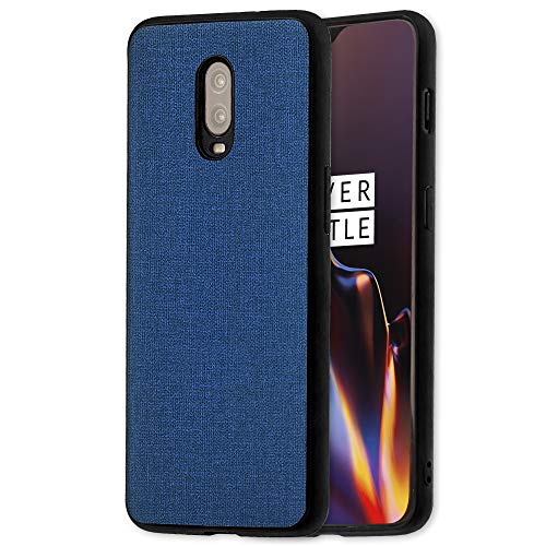 Lilware Canvas Gummierte Textur Kunststoff Schutzhülle für OnePlus 6T. Dunkelblau von Lilware