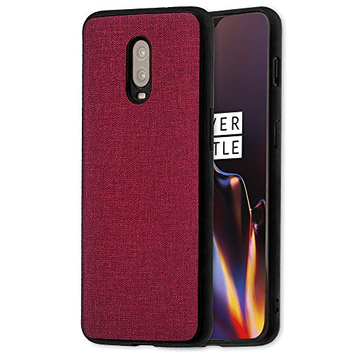 Lilware Canvas Gummierte Textur Kunststoff Schutzhülle für OnePlus 6T. Rot von Lilware