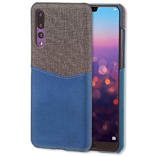 Lilware Card Wallet Schutzhülle Kompatibel mit Huawei P20 Pro. Stoff Textur und PU Leder Hülle mit ID/Kreditkarten Slot Halter. Blau von Lilware