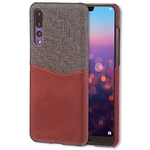 Lilware Card Wallet Schutzhülle Kompatibel mit Huawei P20 Pro. Stoff Textur und PU Leder Hülle mit ID/Kreditkarten Slot Halter. Rot von Lilware