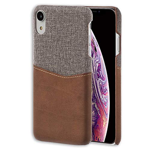 Lilware Card Wallet Schutzhülle für Apple iPhone XR. Stoff Textur und PU Leder Hülle mit ID/Kreditkarten Slot Halter. Braun von Lilware