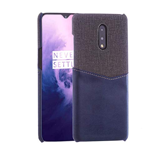 Lilware Card Wallet Schutzhülle für OnePlus 7. Stoff Textur und PU Leder Hülle mit ID/Kreditkarten Slot Halter. Blau von Lilware