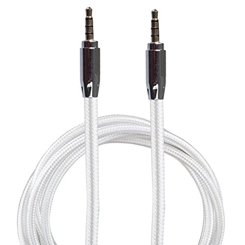 Lilware Geflochtenem Nylon Textil 35 (90 cm), um die AUX-Kabel 3,5-mm-Klinke Stecker auf Stecker Kabel für Multimedia Geräte - Weiß von Lilware