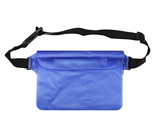 Lilware Waterproof Mini Bag. wasserdichte Minitasche. Leichte Tragetasche Mit Dreifach Layer Protection und Hüftgurt. Blau/Halbtransparent von Lilware