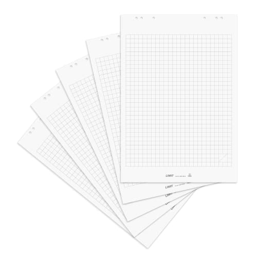 Limit Flipchart Papier, kariert, 20 Blatt je Block, 70 g/m², 5 Stück, Weiß von Limit