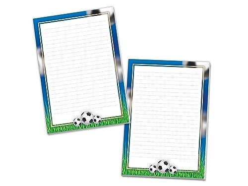 2 Briefblöcke Fußball Briefpapier Notizblock liniert für Jungen Mädchen Kinder Fussball blau (2 Blöcke A4 mit je 25 Blätter) von Limonia