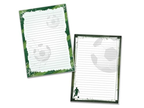 2 Motiv Schreibblöcke Briefpapier liniert für Kinder Schule Fussball Turnier Ball Tor (1 Block hell und 1 Block dunkel A4 mit je 25 Blättern) von Limonia