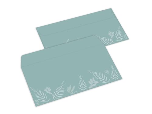 20 Briefumschläge DIN Lang Motiv Natur Grün Eukalyptus Blättern pastell Umschlag Kuvert für Brief Geld Gutschein Geschenk Post von Limonia