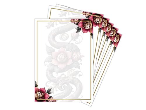 250 Briefbögen DIN A4, beidseitig beschriftbar und mit allen Druckern bedruckbar für Einladungen, Briefpost, Firmenpost oder Zertifikate. Chinesischer Drache & Blume im Gotik-Stil rot 250 Briefbögen DIN A4, beidseitig beschriftbar und mit allen Druckern bedruckbar für Einladungen, Briefpost, Firmenpost oder Zertifikate. Chinesischer Drache & Blume im Gotik-Stil rot von Limonia
