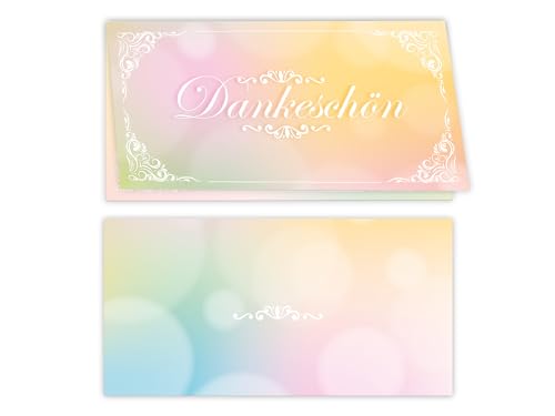250 Dankeskarten Vielen Dank für Hochzeit, Standesamt, Geburtstag, Konfirmation, Kommunion, Taufe, Geburtstag, Jubiläum. Klappkarten DIN lang (21 x 10,5 cm). Design mit elegantem Ornament und Herz von Limonia