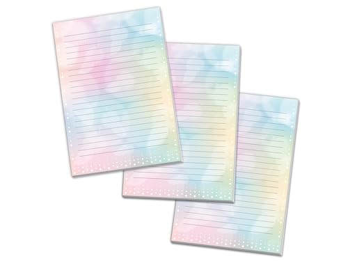 3 Briefblöcke Federn Farbverlauf Briefpapier für Jungen Mädchen Kinder und Erwachsene Schule Notizen (3 Blöcke A4 mit je 25 Blätter) von Limonia