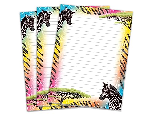 3 bunte Briefblöcke A5 Briefpapier für Mädchen Kinder Zebra Safari (3 Blöcke A5 mit je 25 Blätter) von Limonia