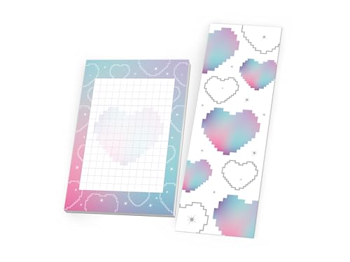 6 Lesezeichen + 6 Mini-Notizblöcke je 25 Blätter DIN A7 Set Gastgeschenk Mitgebsel zum Kindergeburtstag Motto-Party Fest Feier Event Reise Mädels Girl Mädchen Schule Bausteine Bauklötze von Limonia