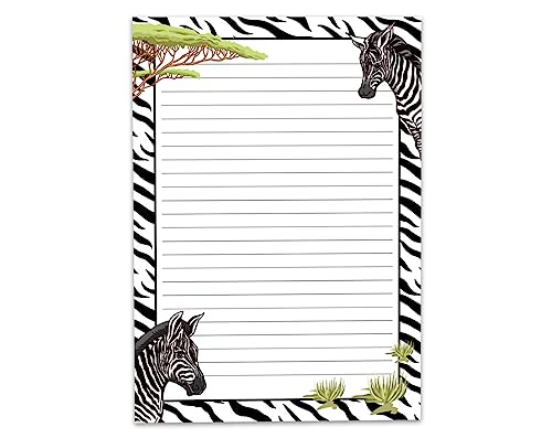 Briefpapier A5 Briefblock zum Ausmalen für Mädchen Kinder Zebra Safari (Block A5 mit 25 Blätter) von Limonia