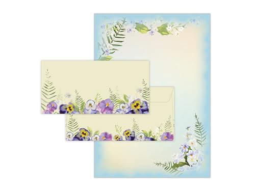 Briefpapier-Set 25 Motivpapier DIN A4 + 25 Umschläge DIN-lang haftklebend Motiv Natur weiße Blumen blau beschriftbar und bedruckbar für Frühlingspost Ostern Taufe Kommunion Konfirmation Basteln Briefpapier-Set 25 Motivpapier DIN A4 + 25 Umschläge DIN-lang haftklebend Motiv Natur weiße Blumen blau beschriftbar und bedruckbar für Frühlingspost Ostern Taufe Kommunion Konfirmation Basteln von Limonia