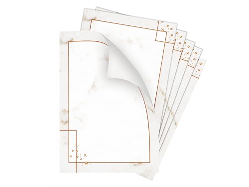 Briefpapier-Set 50 Designpapier DIN A4 Motiv Marmor grau Marmoriertes Papier Goldener Rahmen beidseitig beschreibbar bedruckbar für Geburtstag Jubiläum Hochzeit Menükarte Dank Geschenk von Limonia