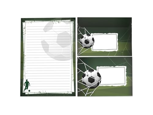 Briefpapier-Set Briefblock Heft mit Umschlag für Jungen Mädchen Kinder Fußball Fussball (1 Block A5 mit 25 Blätter + 15 Umschläge) von Limonia