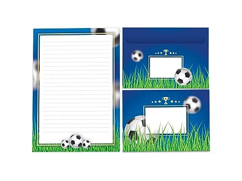 Briefpapier-Set Briefblock mit Umschlag für Mädchen Kinder Fußball Fussball (Block A5 mit 25 Blätter + 15 Umschläge) von Limonia