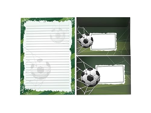Briefpapier-Set Briefblock mit Umschlag für Mädchen Kinder Fußball Fussball schwarz (Block A5 mit 25 Blätter + 15 Umschläge) von Limonia