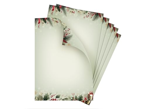 Briefpapier Weihnachten Weihnachtsbriefpapier Weihnachtspapier A4 für Kunden Geschäftspapier für Kundenbriefe (25 Blätter in DIN A4) von Limonia