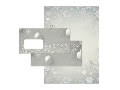 Briefpapier Weihnachten Weihnachtsbriefpapier mit Umschlag Umschlägen mit Fenster Weihnachtspapier A4 für Kunden (75 Blätter + 75 Umschläge) von Limonia
