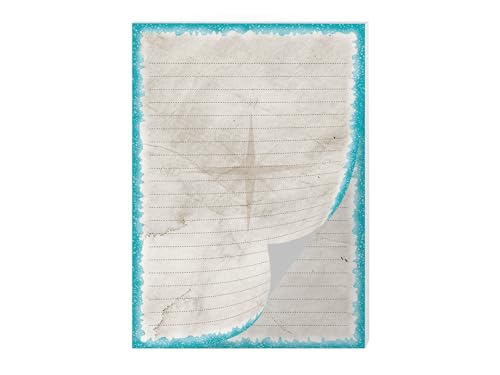 Buntes Motiv Briefpapier Schreibblock liniert blau für Kinder Schule Piraten maritimes Thema Abenteuer (1 Block A4 mit 25 Blättern) von Limonia
