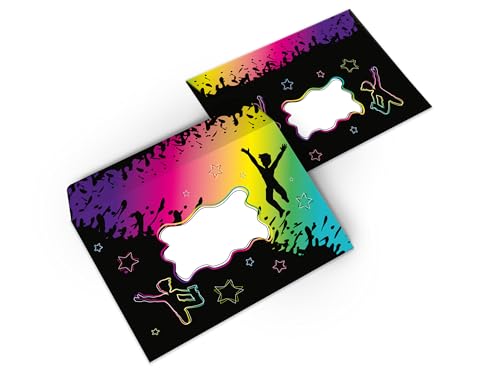 15 bunte Briefumschläge Jump Sprung Spass Spaß Batut Tanzen Disco (Kuverts DIN C6 / selbstklebend mit Abziehstreifen) von Limonia