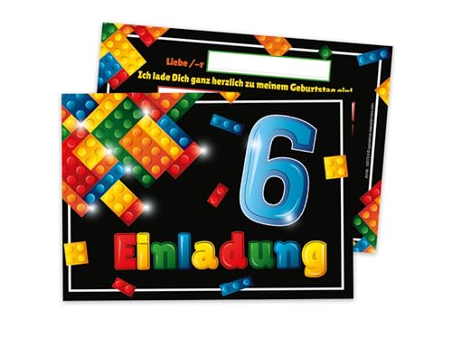 Limonia 6 Einladungskarten zum 6. Geburtstag Einladung Kindergeburtstag Jungen Mädchen Unisex Bausteine Bauklötze bunt schwarz Limonia 6 Einladungskarten zum 6. Geburtstag Einladung Kindergeburtstag Jungen Mädchen Unisex Bausteine Bauklötze bunt schwarz von Limonia
