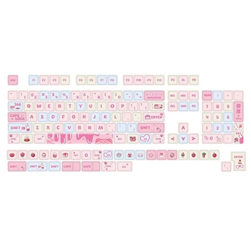 133Keys PBT-Tastenkappen, XDA-Profil, DYE-SUB-Tastenkappe für Schalter, mechanische Tastaturen, Erdbeer-Thema, Tastenkappe, XDA-Profil von Limtula