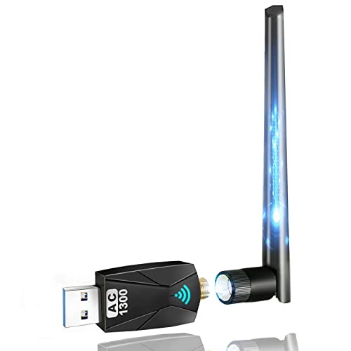 1300Mbit/s WLAN Stick: 5,8 G/2,4 G Dualband USB WLAN Stick für PC, USB 3.0 WLAN Adapter PC, 802.11ac WLAN USB-Adapter, 5 dBi WLAN-Antenne PC, WLAN Stick für PC Windows 10/8/7/XP/Vista/Mac von LinKAVEniR