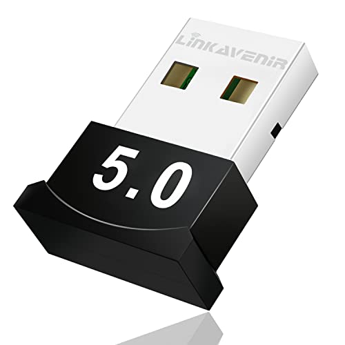 5.0 Bluetooth Adapter für PC, 3Mbps Bluetooth Dongle für PC Windows 11/10/8.1/8/7, LinKAVEniR Dual Mode Bluetooth Netzwerkadapter für Lautsprecher/Kopfhörer/Tastaturen/Headsets/Drucker/usw von LinKAVEniR