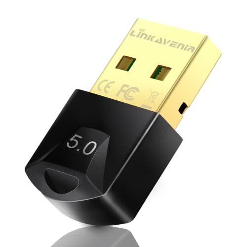 5.0 Bluetooth Adapter für PC, 3Mbps Bluetooth Dongle für PC Windows 11/10/8.1/8/7, LinKAVEniR Dual Mode Bluetooth Netzwerkadapter für Lautsprecher/Kopfhörer/Tastaturen/Headsets/Drucker/usw von LinKAVEniR