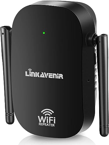 LINKAVENIR WLAN Verstärker WLAN Repeater, Dual WLAN Dualband 1200Mbit/s (867MBit/s 5GHz + 300MBit/s 2,4GHz) Mit 1 LAN Port 4 Antenne WLAN Verstärker Modus AP Modus Kompatibel zu Allen WLAN Geräten von LinKAVEniR