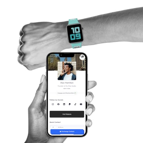 Linq Band V2 für Apple Watch, Smart NFC- und QR-Armband, einfaches Teilen von Kontaktinformationen, sozialen Medien und mehr (Seafoam Green, 40 mm) von LinQ