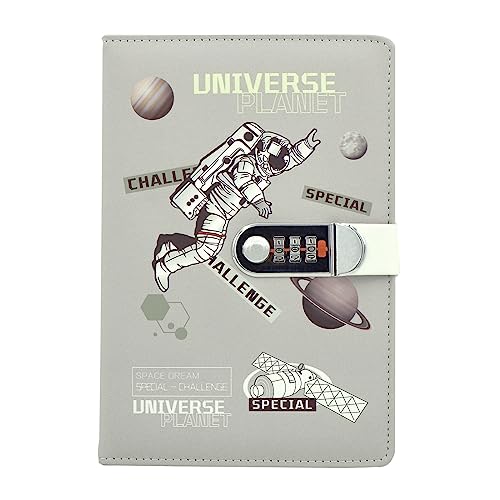 LinYesh Lockable Diary, PU Leather Locked Notebook(Universe Space Astronaut), A5 Secret Travel Journal with Lock for Writing Office School Supplies Birthday Gift von LinYesh