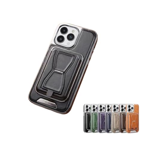 LinZong Invisible Folding Stand Magnetic Card Bag Phone Case for iPhone 15 14 13 Pro Max, Shockproof Scratch Resistant Leather Card Holder Phone Case Cover (Black, for iPhone 12 Pro) von LinZong