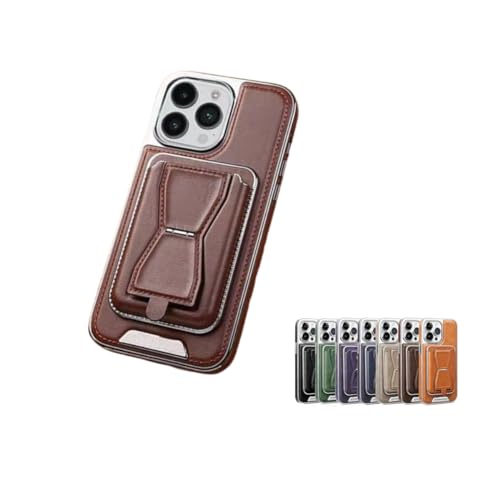 LinZong Invisible Folding Stand Magnetic Card Bag Phone Case for iPhone 15 14 13 Pro Max, Shockproof Scratch Resistant Leather Card Holder Phone Case Cover (Dark Brown, for iPhone 15 Pro) von LinZong