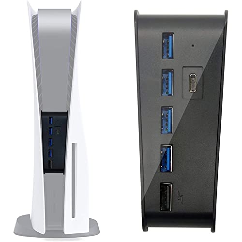 LinaLife PS5 USB HUB 5 Port USB Hub für PS5 PS5 USB Extension Hub mit 4 Port & 1 Type-C Port, USB Hub Plug & Play USB Extender für Sony Playstation 5 Gaming Console von LinaLife