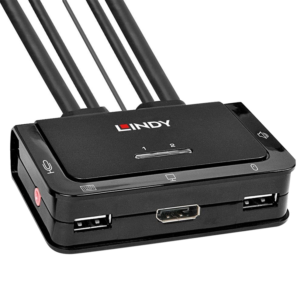 2 Port DisplayPort 1.2, USB 2.0 & Audio Cable KVM Switch, KVM-Switch von Lindy