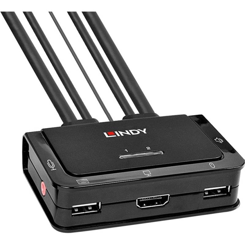 2 Port Kabel KVM Switch, HDMI 4K60, USB 2.0 & Audio, KVM-Switch von Lindy