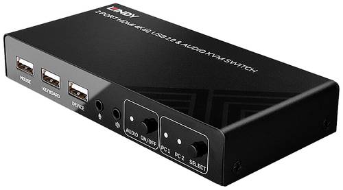 LINDY 2 Port KVM Switch HDMI 4K60, USB 2.0 & Audio 2 Port KVM-Umschalter HDMI 4096 x 2160 Pixel LINDY 2 Port KVM Switch HDMI 4K60, USB 2.0 & Audio 2 Port KVM-Umschalter HDMI 4096 x 2160 Pixel von Lindy