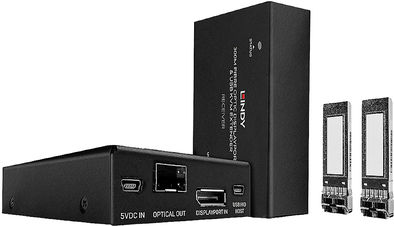 LINDY 300m Fibre Optic DisplayPort 1.2 & USB KVM Extender - Sender und Empfänger - KVM-/Audio-/USB-Extender - DisplayPort - USB - bis zu 300 m - 850 nm von Lindy