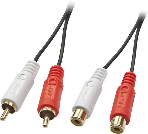 LINDY 35674 Cinch Audio Verlängerungskabel [2x Cinch-Stecker - 2x Cinch-Buchse] 10.00m Schwarz von Lindy