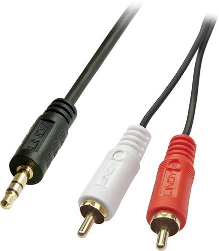 LINDY 35682 Cinch / Klinke Audio Anschlusskabel [2x Cinch-Stecker - 1x Klinkenstecker 3.5 mm] 3.00m von Lindy