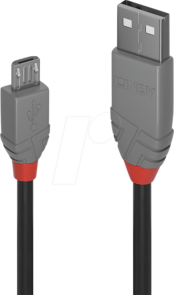 LINDY 36732 - USB 2.0 Kabel, A Stecker auf Micro-B Stecker, 1,0 m von Lindy