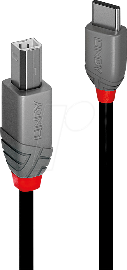 LINDY 36940 - USB 2.0 Kabel, C Stecker auf B Stecker, 0,5 m von Lindy