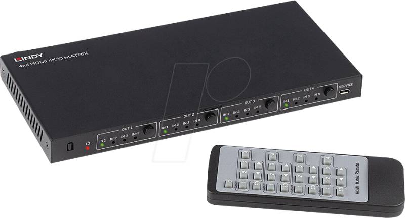 LINDY 38152 - 4x4 HDMI Matrix Switch, 4K 30 Hz von Lindy