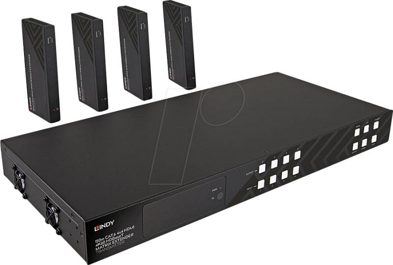 LINDY 38345 - LINDY 150m Cat.6 4x4 HDMI 4K60 HDBaseT Matrix Extender von Lindy