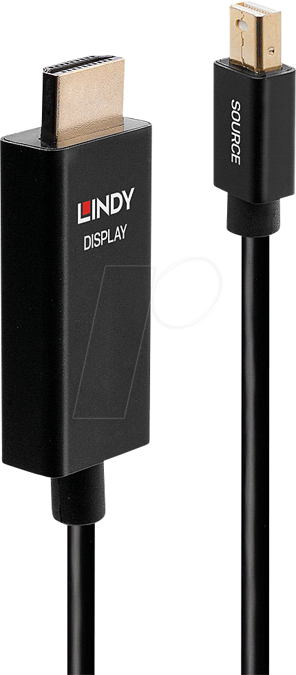 LINDY 40921 - Mini DP 1.2 auf HDMI A Stecker, 1,0 m, aktiv, HDR, 4K/60Hz, von Lindy